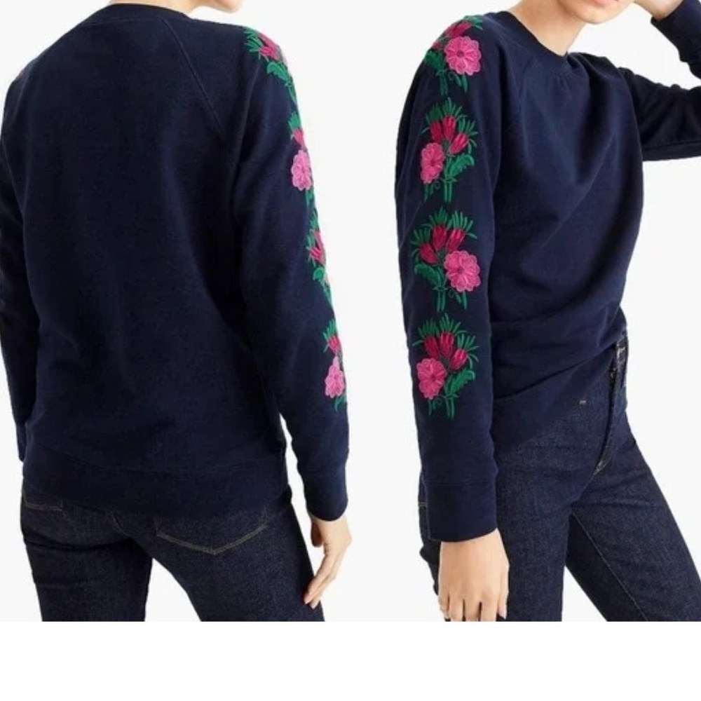 J. Crew Navy Sweater with Pink Details